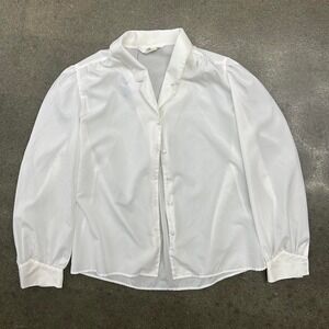 Vintage Jasara Ship N Shore Sheer White Size 10 Medium Satin Blouse